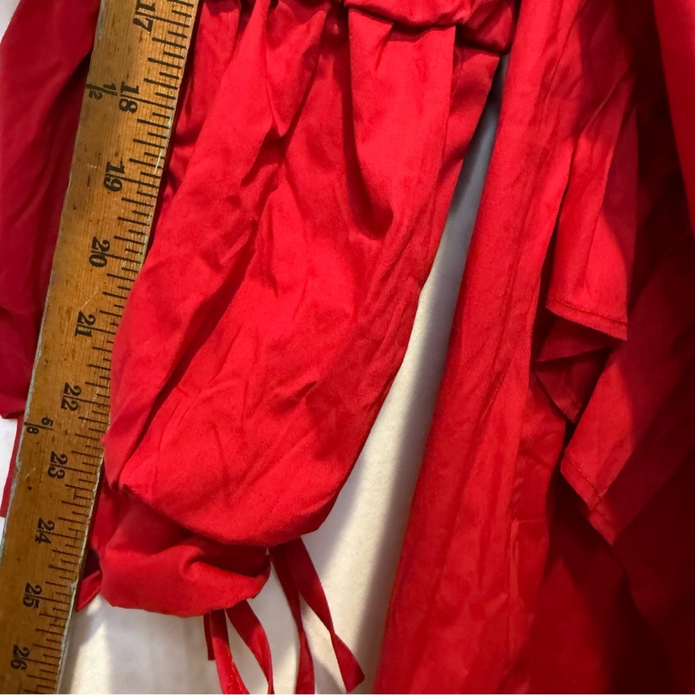 Fashion Nova Miranda Poplin Mini Dress Red Puff Sleeve Bustier XL NWT - Picture 10 of 10